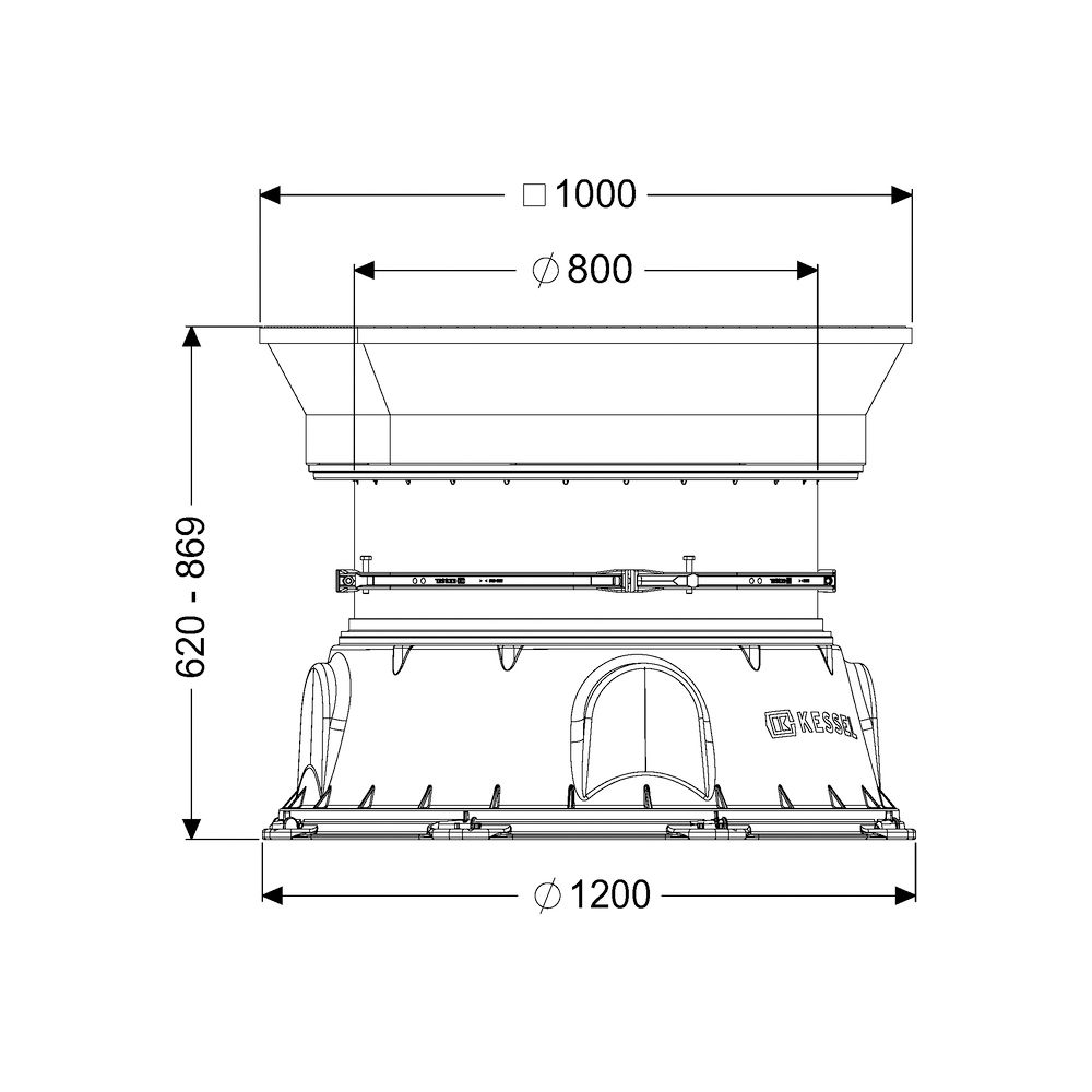 Kessel Schachtmodul LW 1000 Bodenplatte Zugang LW 800, 620-869mm, Klasse B... KESSEL-8740141 4026092070079 (Abb. 2)