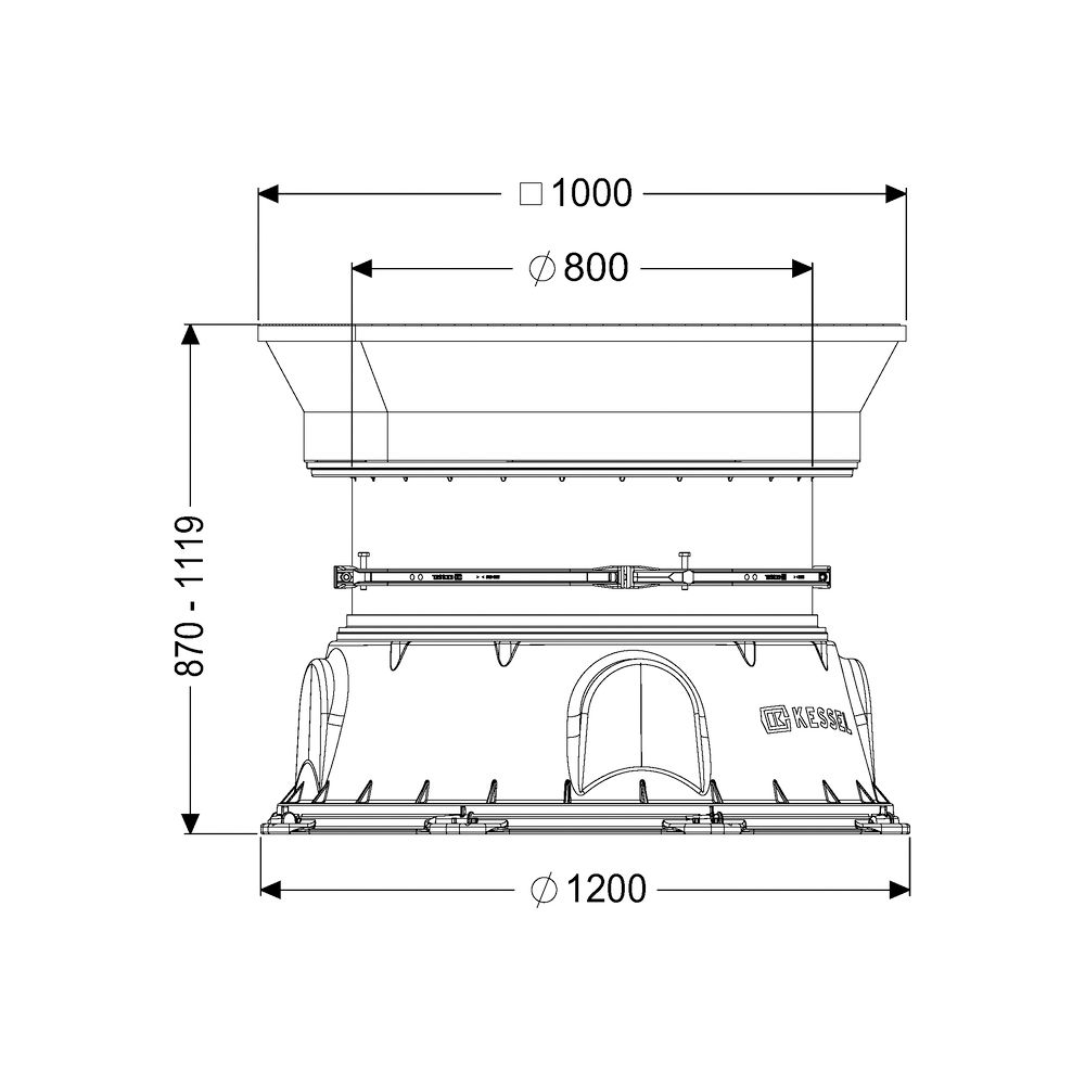 Kessel Schachtmodul LW 1000 Bodenplatte Zugang LW 800, 870-1119mm, Klasse B... KESSEL-8740142 4026092070086 (Abb. 2)