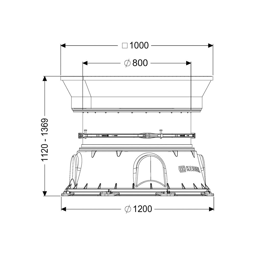 Kessel Schachtmodul LW 1000 Bodenplatte Zugang LW 800, 1120-1369mm, Klasse D... KESSEL-8740160 4026092070260 (Abb. 2)