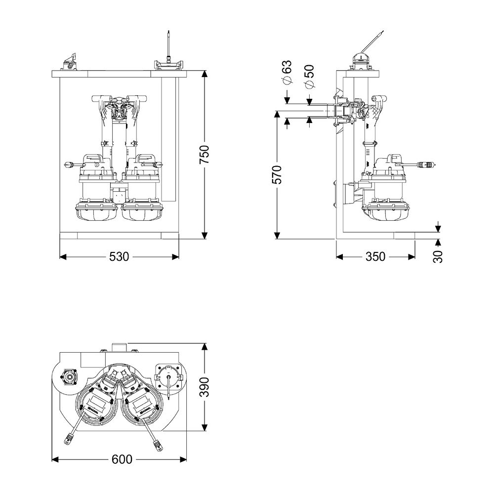 Kessel Pumpen-Einbausatz Retrofit M Duo GTF 1250, 20m3/h 11m, Kunststoff, 8744006... KESSEL-8744006 4026092103364 (Abb. 2)