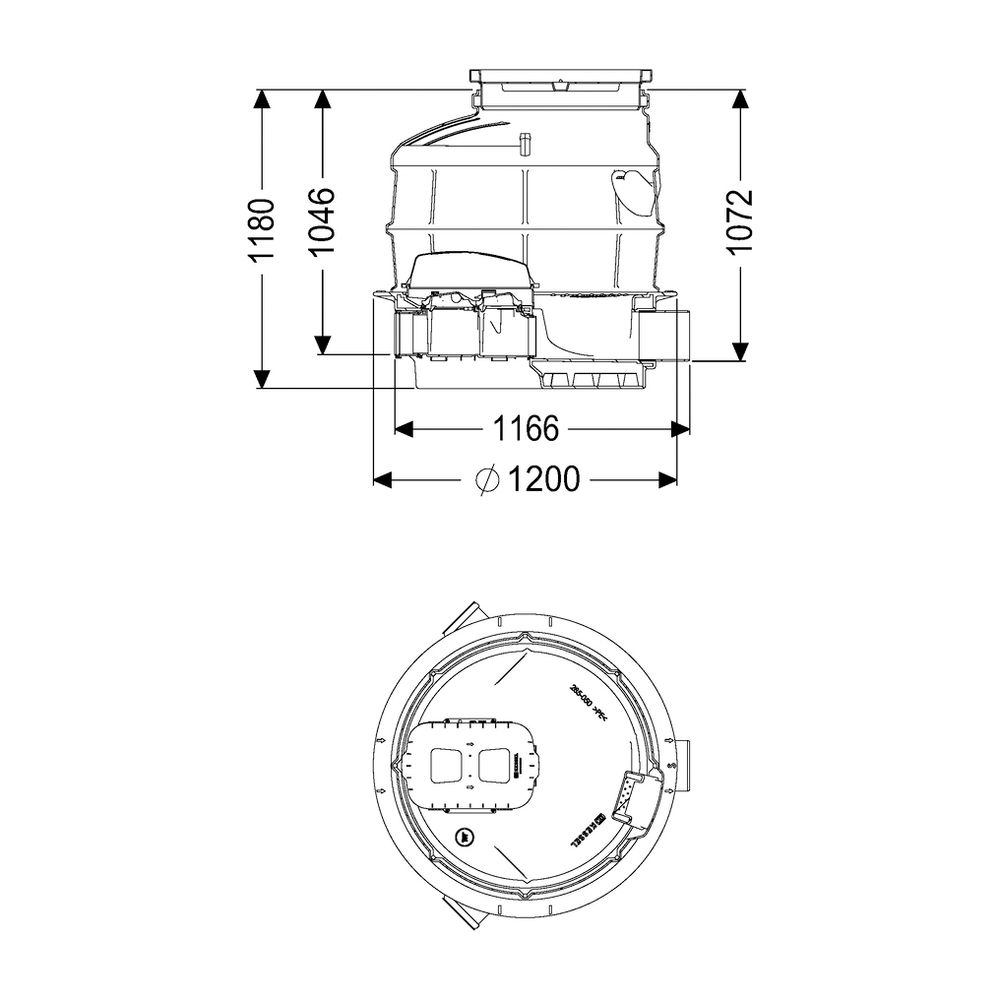 Kessel Rückstauschacht LW 1000 Zulauf DN 150, Auslauf DN 200, 1180mm... KESSEL-881005 4026092049259 (Abb. 2)