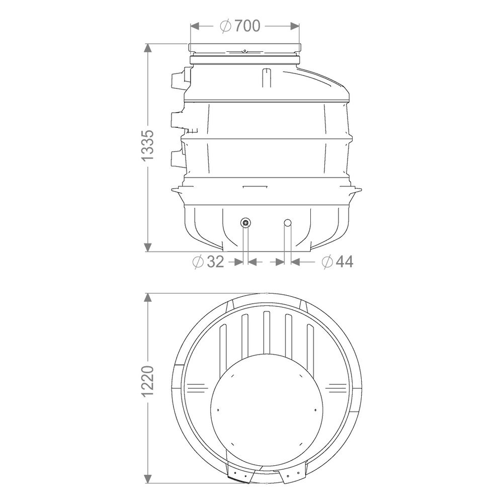 Kessel Standardschacht GT LW1000, 1.070mm, DN 150/200, 1 Zulauf links 90 Grad, Polyethyl... KESSEL-881050 4026092024102 (Abb. 2)