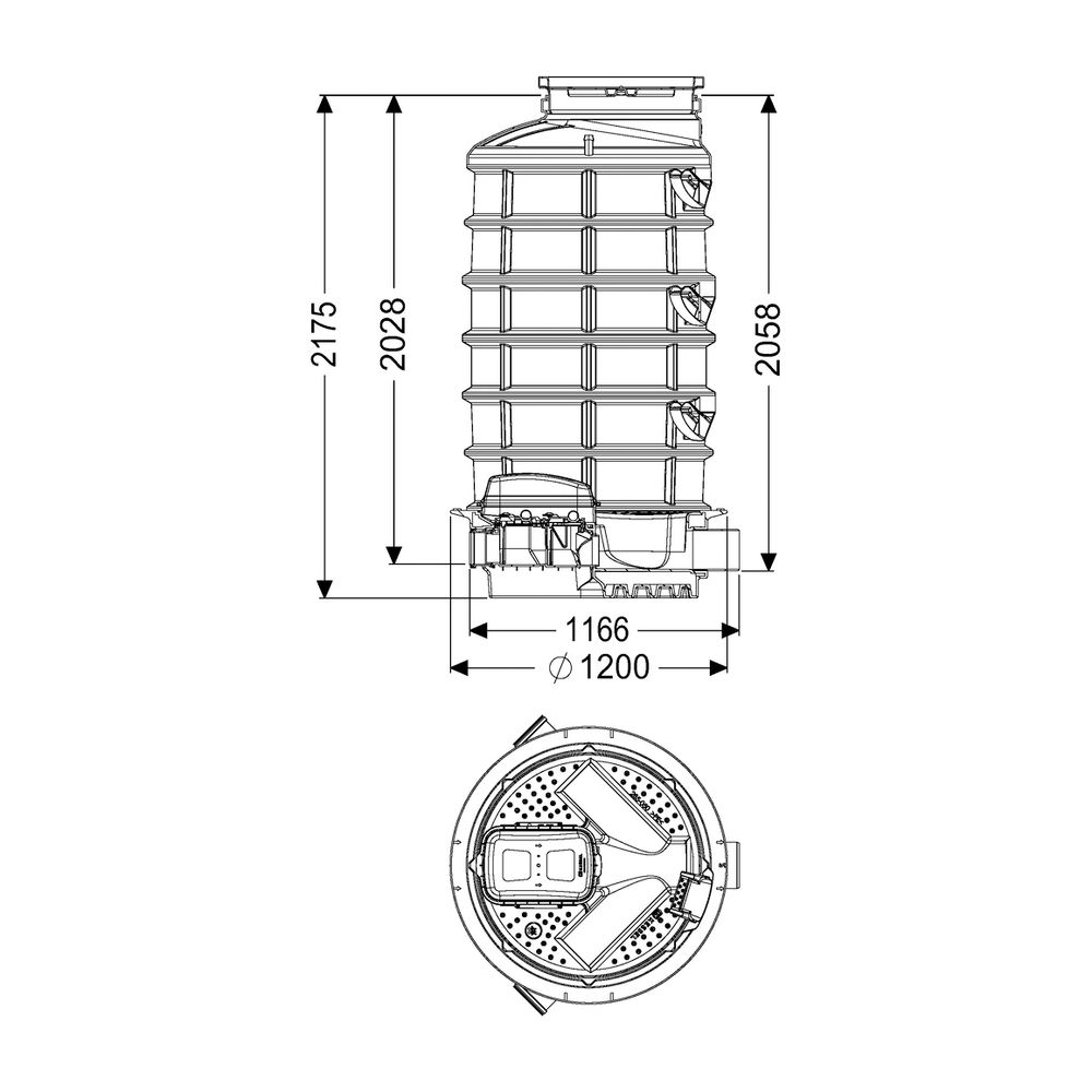 Kessel Rückstauschacht LW 1000 Zulauf DN 150, Auslauf DN 200, 2180mm... KESSEL-882005 4026092049273 (Abb. 2)