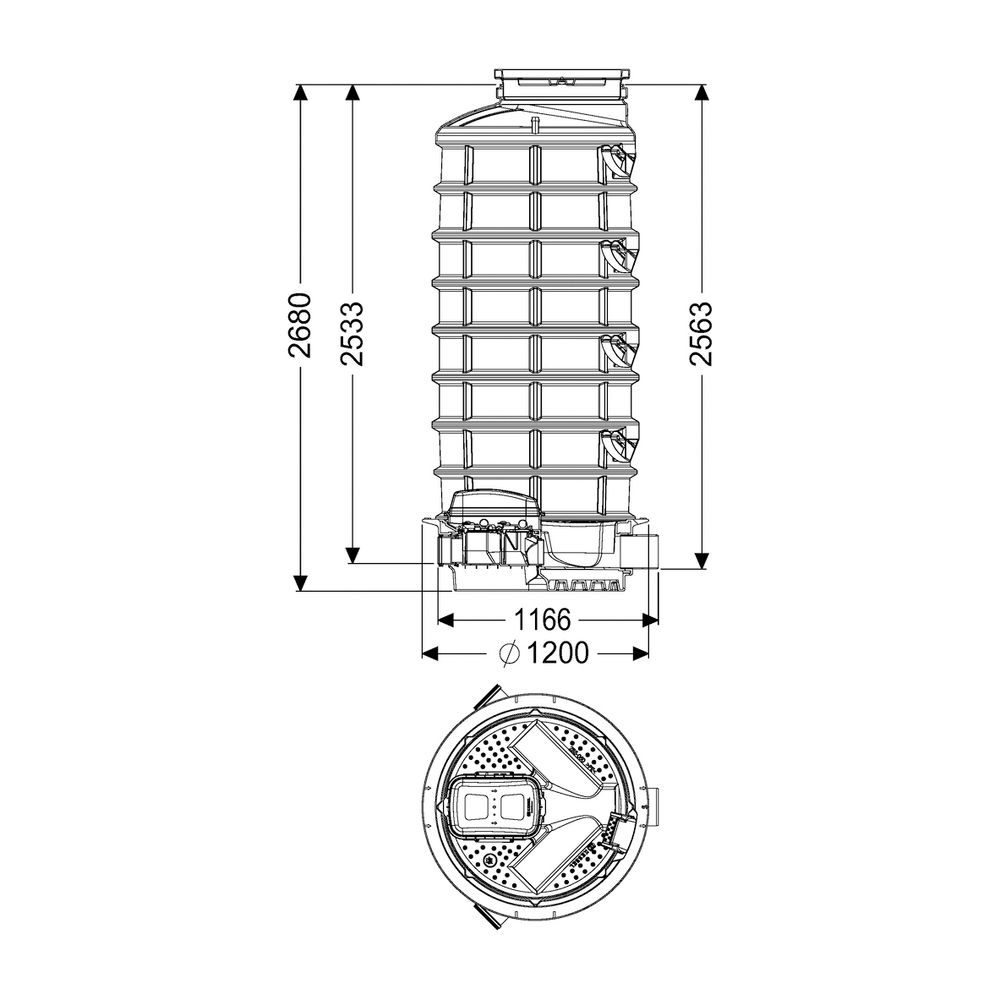 Kessel Rückstauschacht LW 1000 Zulauf DN 150, Auslauf DN 200, 2680mm... KESSEL-882505 4026092049280 (Abb. 2)