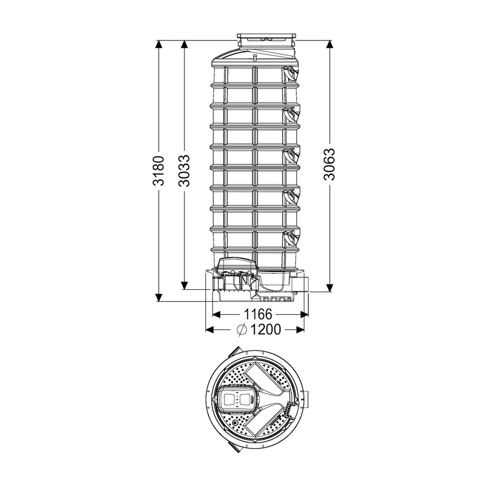 Kessel Rückstauschacht LW 1000 Zulauf DN 150, Auslauf DN 200, 3180mm... KESSEL-883005 4026092049297 (Abb. 2)