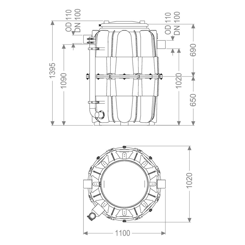 Kessel Fettabscheider EasyClean Modular free NS 2 Direct, rund... KESSEL-93002.00/D1-R 4026092111659 (Abb. 2)
