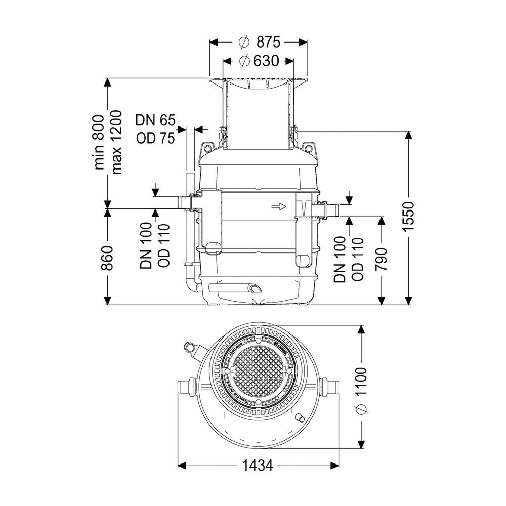 Kessel Fettabscheider EasyClean ground NS 2 Direct, 800-1.200mm, Klasse A/B, link... KESSEL-93002.120B-DL 4026092095119 (Abb. 2)