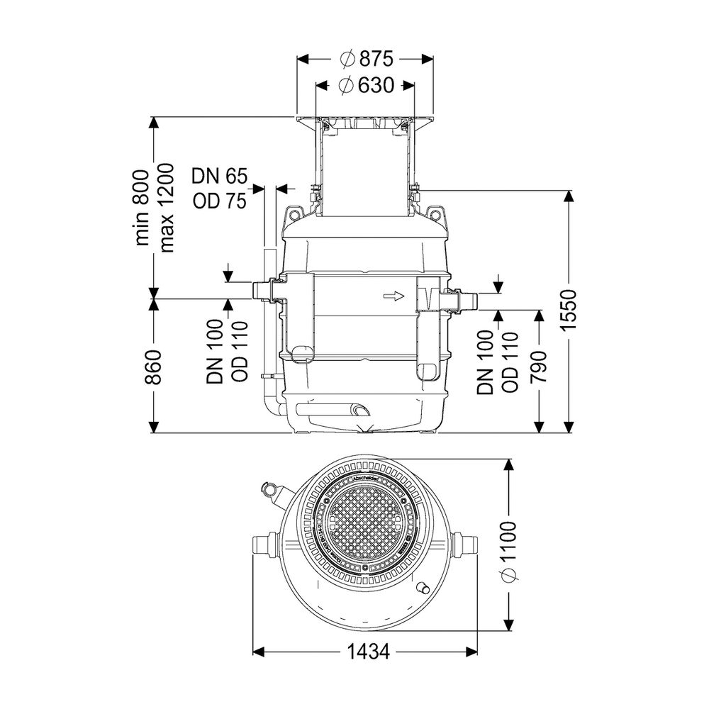 Kessel Fettabscheider EasyClean ground NS 2 Direct, 800-1.200mm, Klasse D, links... KESSEL-93002.120D-DL 4026092095096 (Abb. 2)