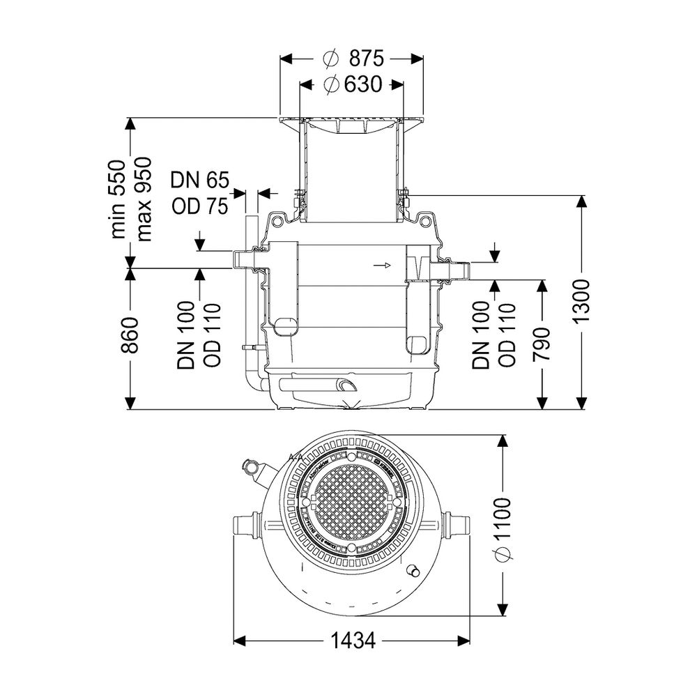 Kessel Fettabscheider EasyClean ground NS 2 Direct, 550-950mm, Klasse A/B, links... KESSEL-93002.80B-DL 4026092095072 (Abb. 2)