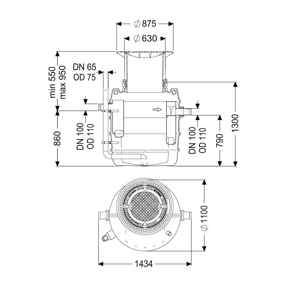 Kessel Fettabscheider EasyClean ground NS 2 Direct, 550-950mm, Klasse A/B, rechts... KESSEL-93002.80B-DR 4026092095065 (Abb. 2)