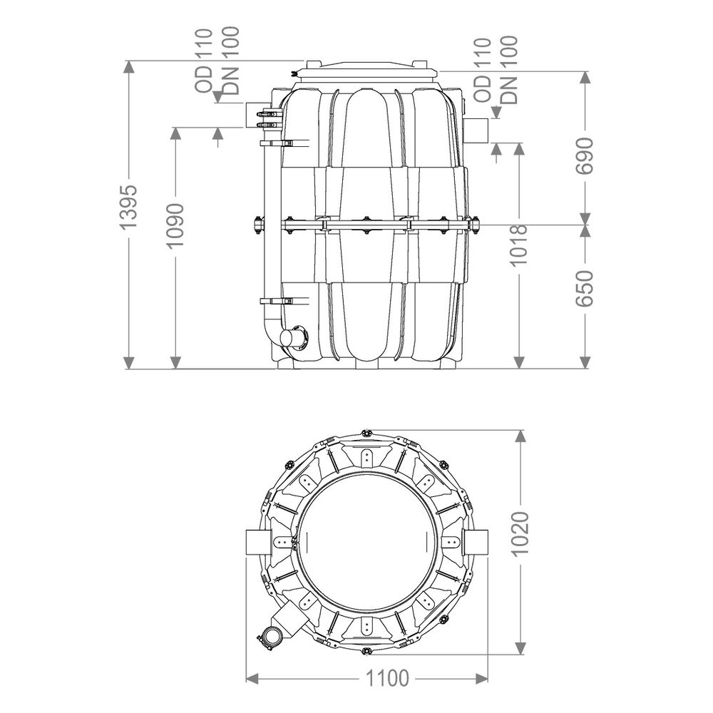 Kessel Fettabscheider EasyClean Modular free NS 3 Direct, rund... KESSEL-93003.00/D1-R 4026092103654 (Abb. 2)
