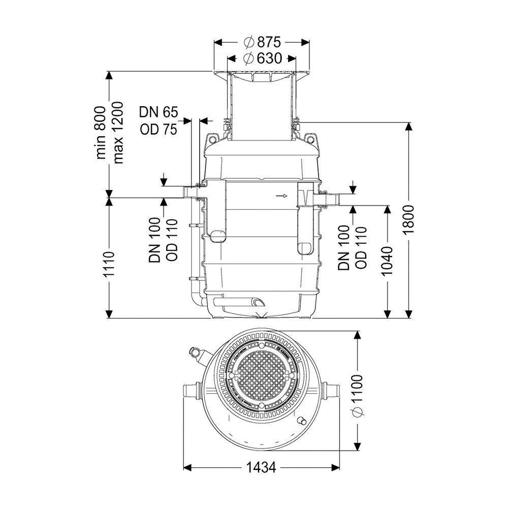 Kessel Fettabscheider EasyClean ground NS 4 Direct, 800-1.200mm, Klasse A/B, link... KESSEL-93004.120B-DL 4026092095034 (Abb. 2)