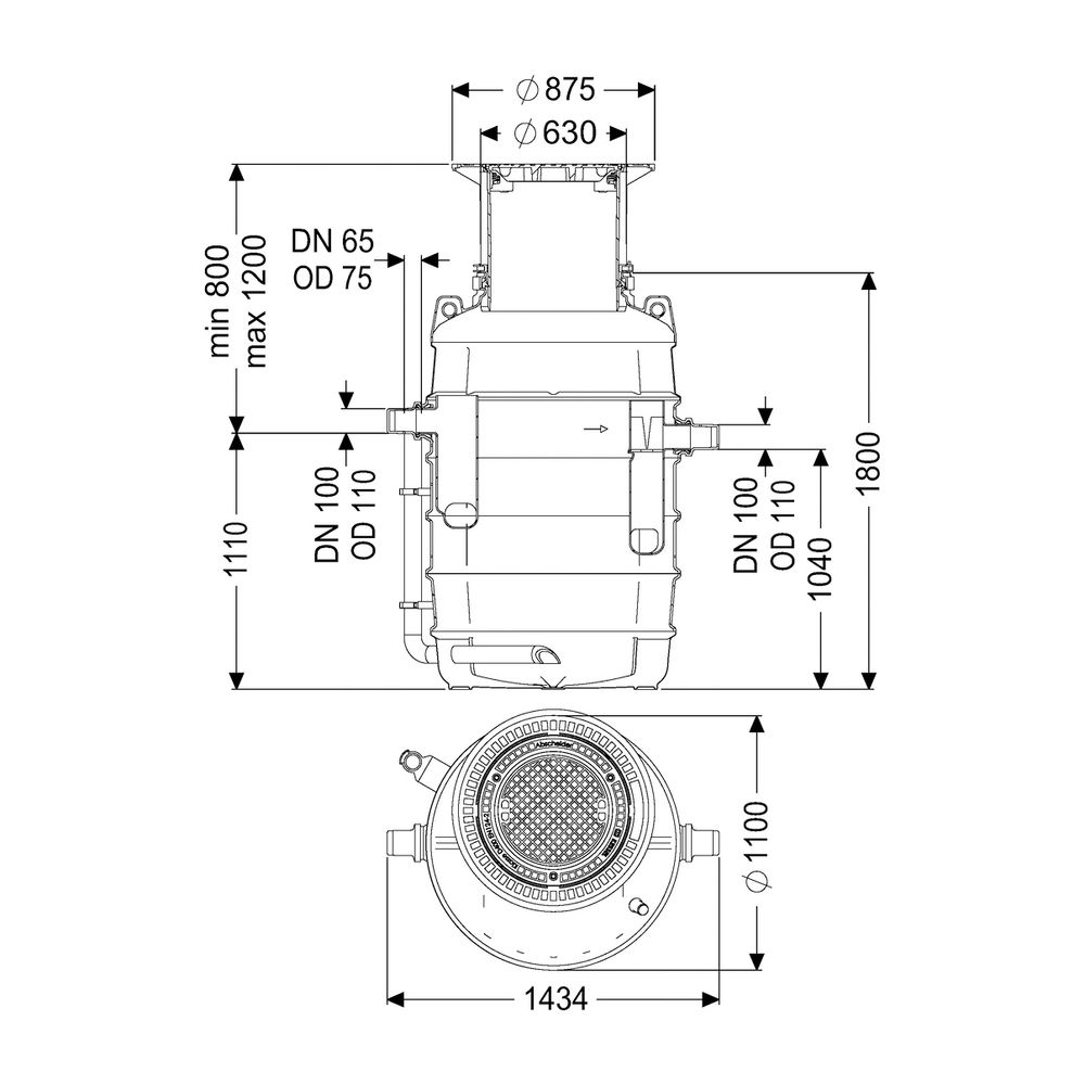 Kessel Fettabscheider EasyClean ground NS 4 Direct, 800-1.200mm, Klasse D, links... KESSEL-93004.120D-DL 4026092095010 (Abb. 2)