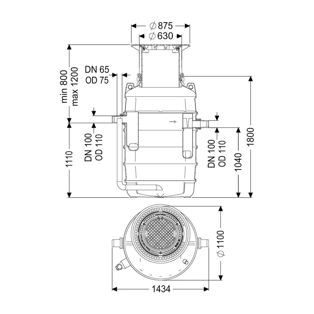 Kessel Fettabscheider EasyClean ground NS 4 Direct, 800-1.200mm, Klasse D, rechts... KESSEL-93004.120D-DR 4026092095003 (Abb. 2)
