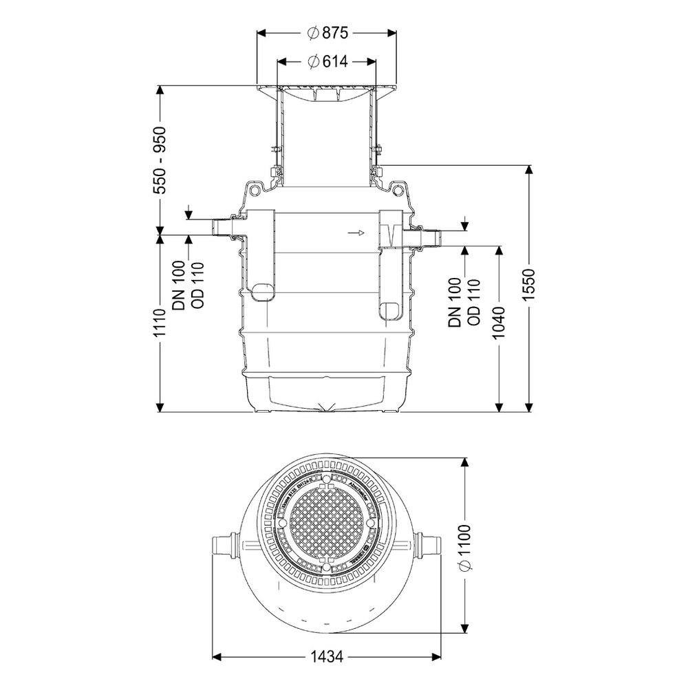 Kessel Fettabscheider EasyClean ground NS 4 Standard, 550-950mm, Klasse A/B... KESSEL-93004/80B 4026092025598 (Abb. 2)