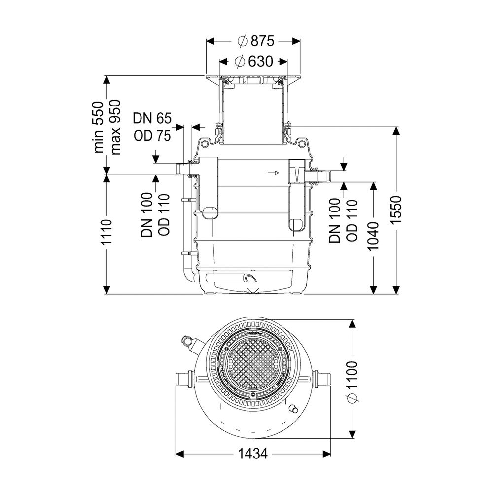 Kessel Fettabscheider EasyClean ground NS 4 Direct, 550-950mm, Klasse D, links... KESSEL-93004.80D-DL 4026092094877 (Abb. 2)