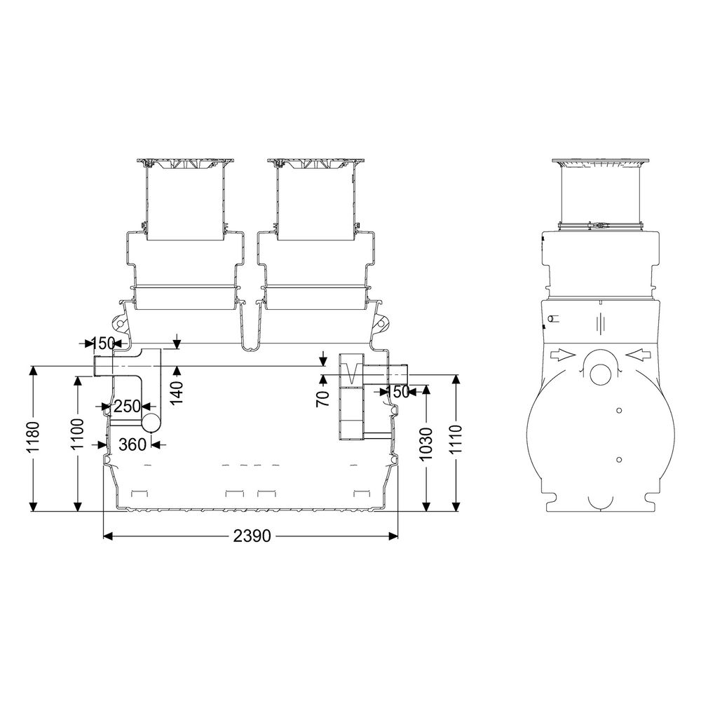 Kessel Fettabscheider EasyClean ground NS 7 Standard, 1.120-1.740mm, Klasse D... KESSEL-93007/170D 4026092073315 (Abb. 2)