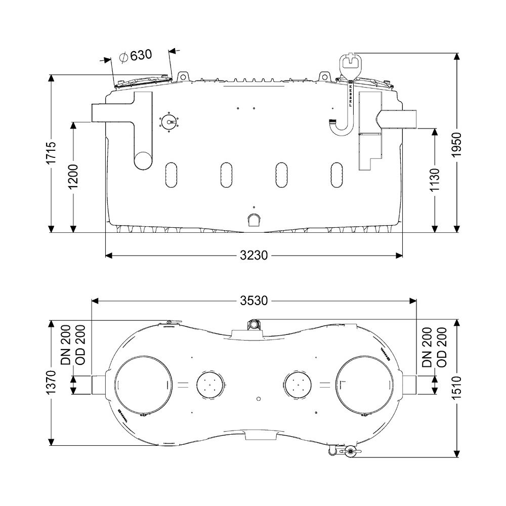Kessel Fettabscheider EasyClean free NS 20, Direct, links, 1.950x1.490x3.530mm, PE... KESSEL-93020-01-D-L 4026092105214 (Abb. 2)