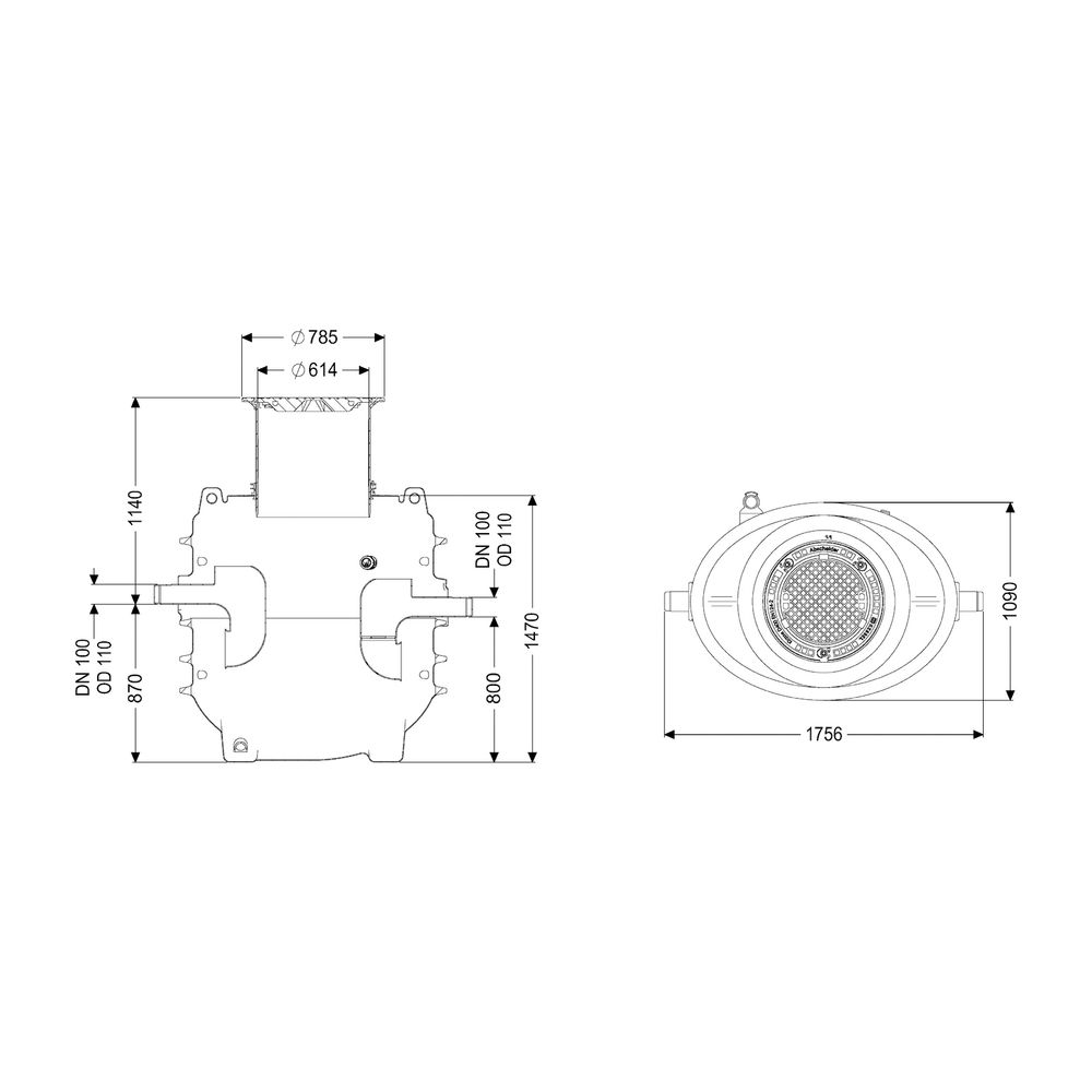 Kessel Fettabscheider EasyClean ground NS 1 Direct, 900-1.190mm, Klasse D, links... KESSEL-95010-120D-DL 4026092101025 (Abb. 2)