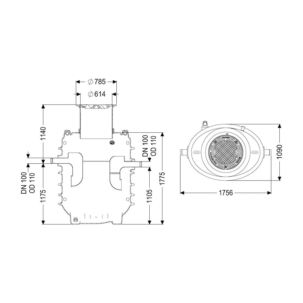 Kessel Fettabscheider EasyClean ground NS 3 Direct, 900-1.190mm, Klasse D, links... KESSEL-95030-120D-DL 4026092101049 (Abb. 2)