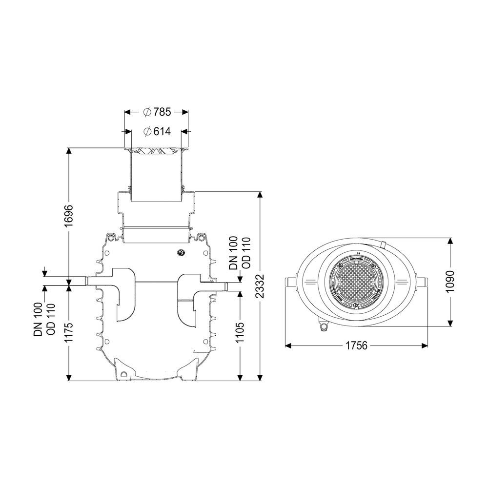 Kessel Fettabscheider EasyClean ground NS 4 Direct, 1.190-1.740mm, Klasse D, rech... KESSEL-95040-170D-DR 4026092100899 (Abb. 2)