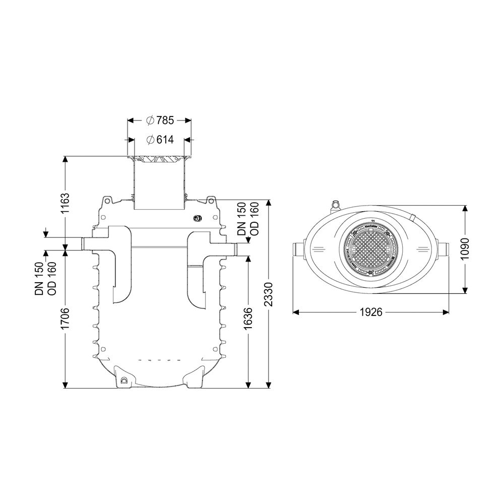 Kessel Fettabscheider EasyClean ground NS 7 Direct, 715-1.215mm, Klasse A/B, link... KESSEL-95070-120B-DL 4026092100981 (Abb. 2)
