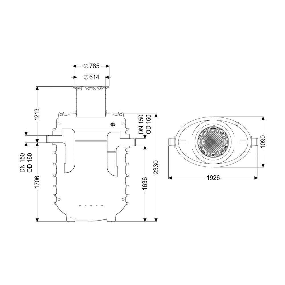 Kessel Fettabscheider EasyClean ground NS 7 Standard, 715-1.215mm, Klasse A/B... KESSEL-95070-120B 4026092100349 (Abb. 2)