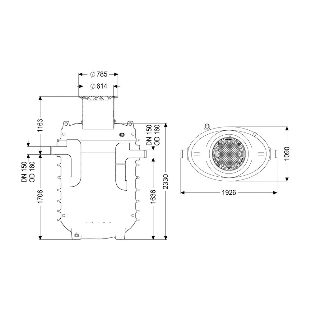 Kessel Fettabscheider EasyClean ground NS 7 Direct, 925-1.215mm, Klasse D, links... KESSEL-95070-120D-DL 4026092101063 (Abb. 2)