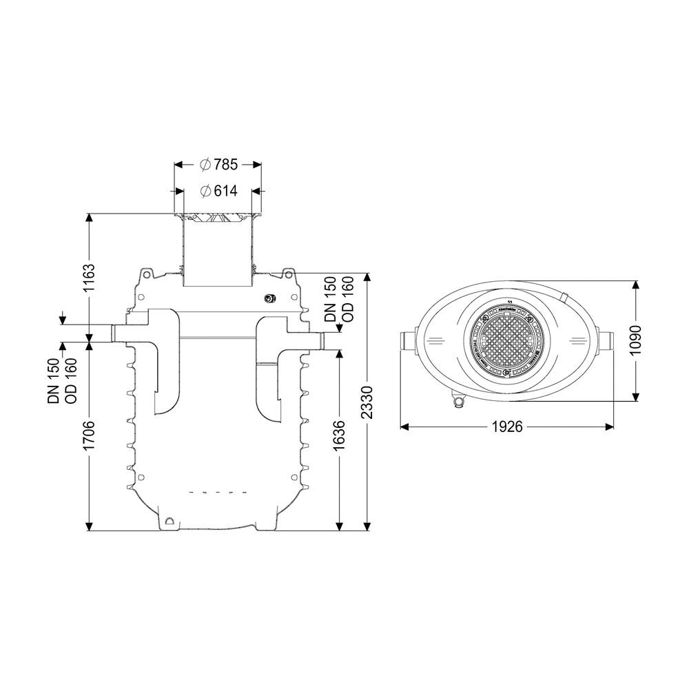 Kessel Fettabscheider EasyClean ground NS 7 Direct, 925-1.215mm, Klasse D, rechts... KESSEL-95070-120D-DR 4026092100745 (Abb. 2)