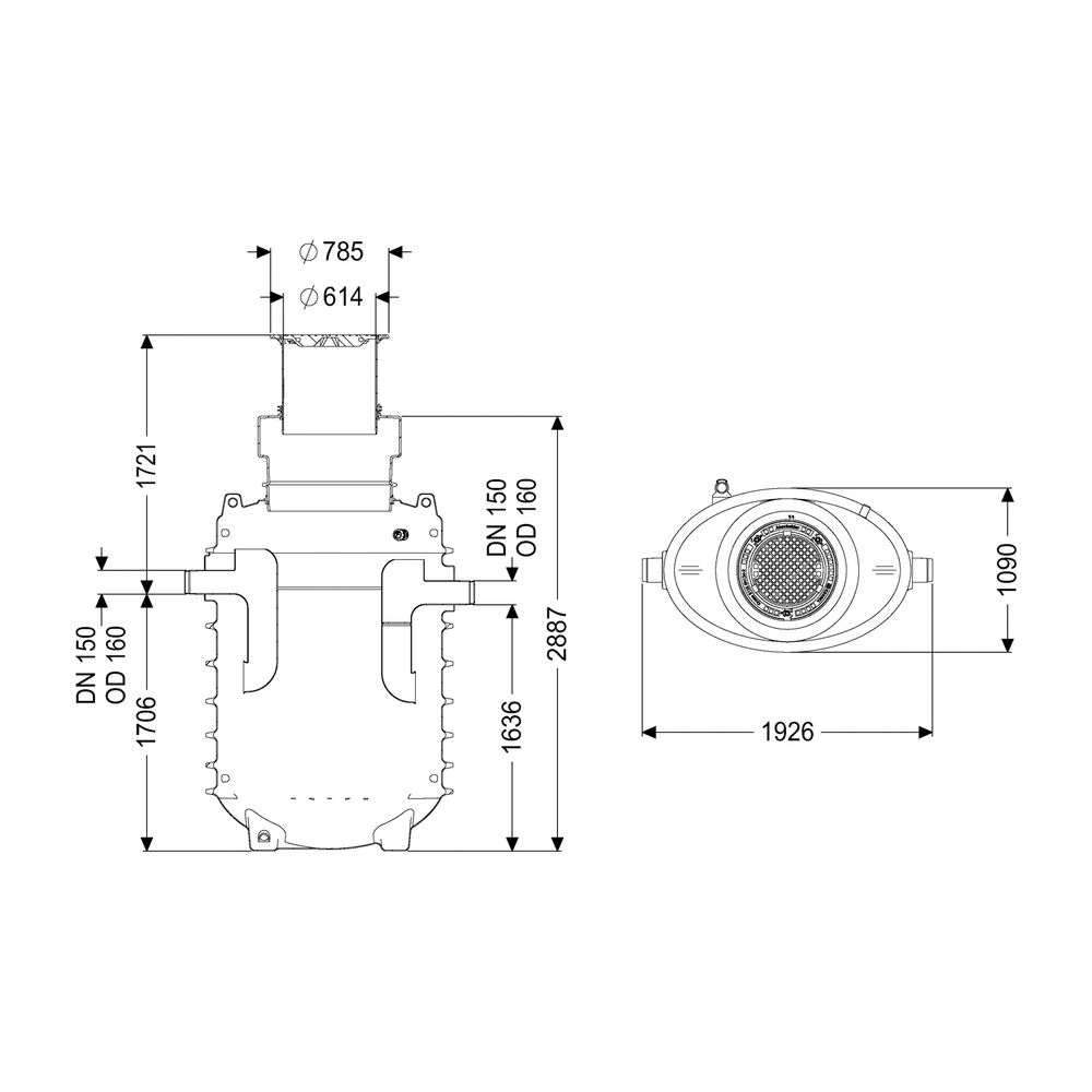 Kessel Fettabscheider EasyClean ground NS 7 Direct, 1.065- 1.765mm, Klasse A/B, l... KESSEL-95070-170B-DL 4026092101148 (Abb. 2)