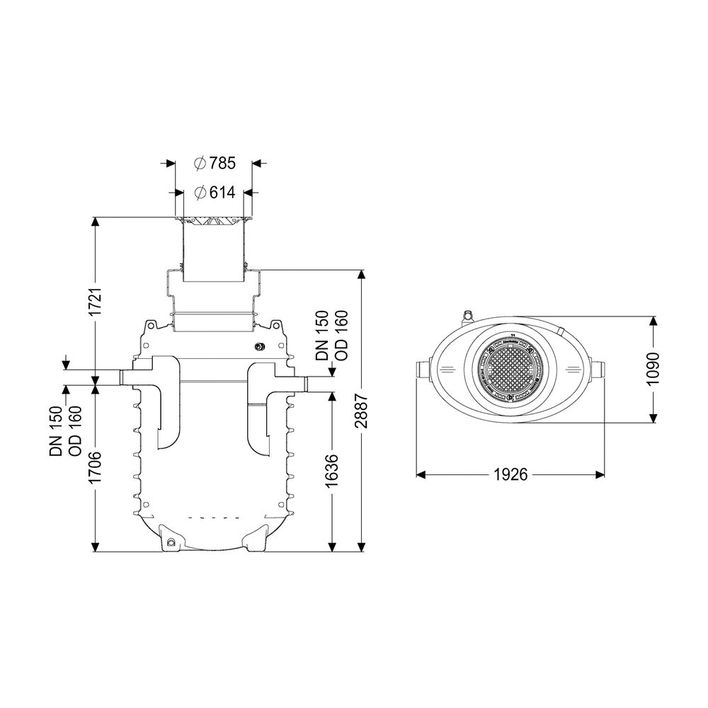 Kessel Fettabscheider EasyClean ground NS 7 Direct, 1.215-1.765mm, Klasse D, link... KESSEL-95070-170D-DL 4026092101223 (Abb. 2)