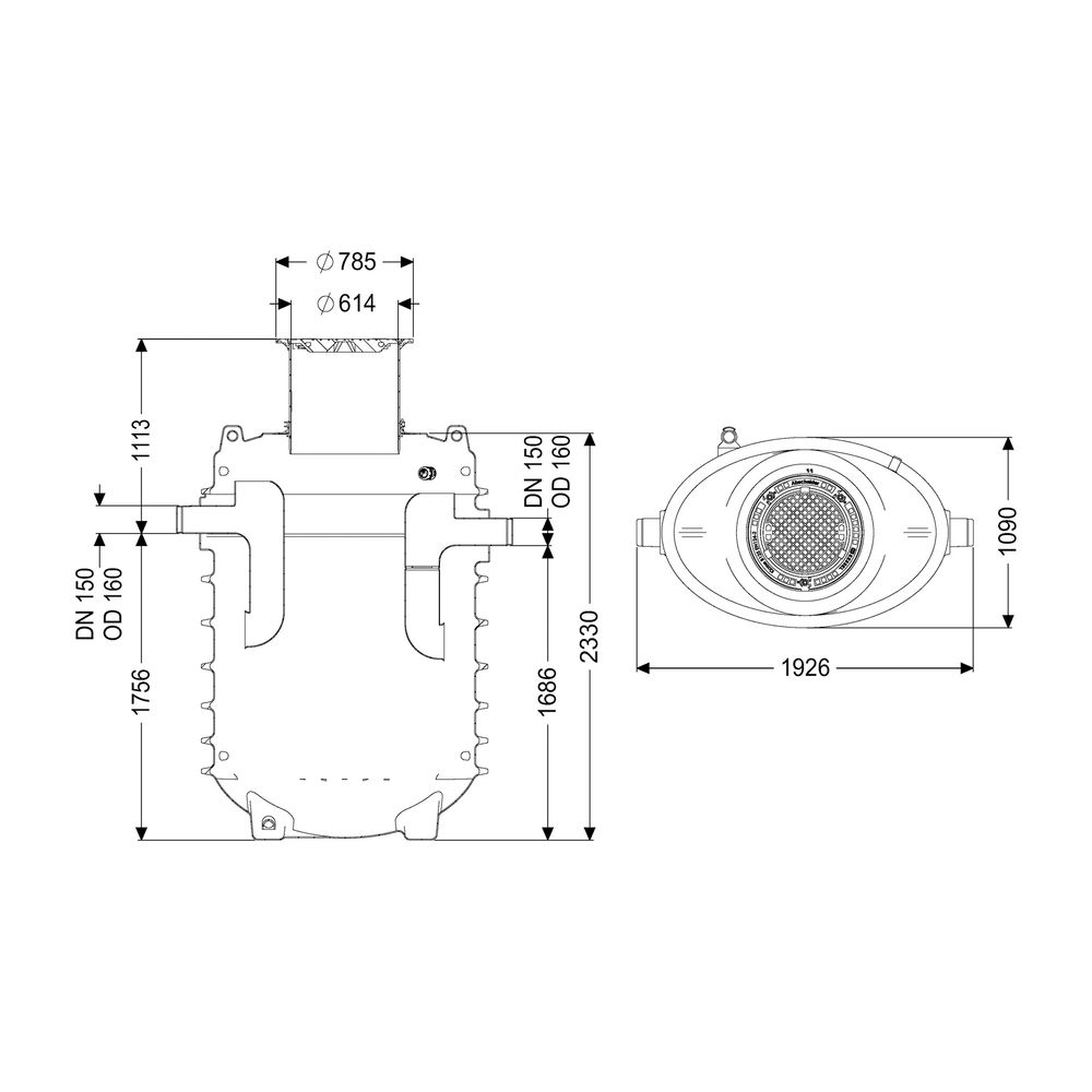 Kessel Fettabscheider EasyClean ground NS 8,5 Direct, 665-1.165mm, Klasse A/B, re... KESSEL-95085-120B-DR 4026092100677 (Abb. 2)