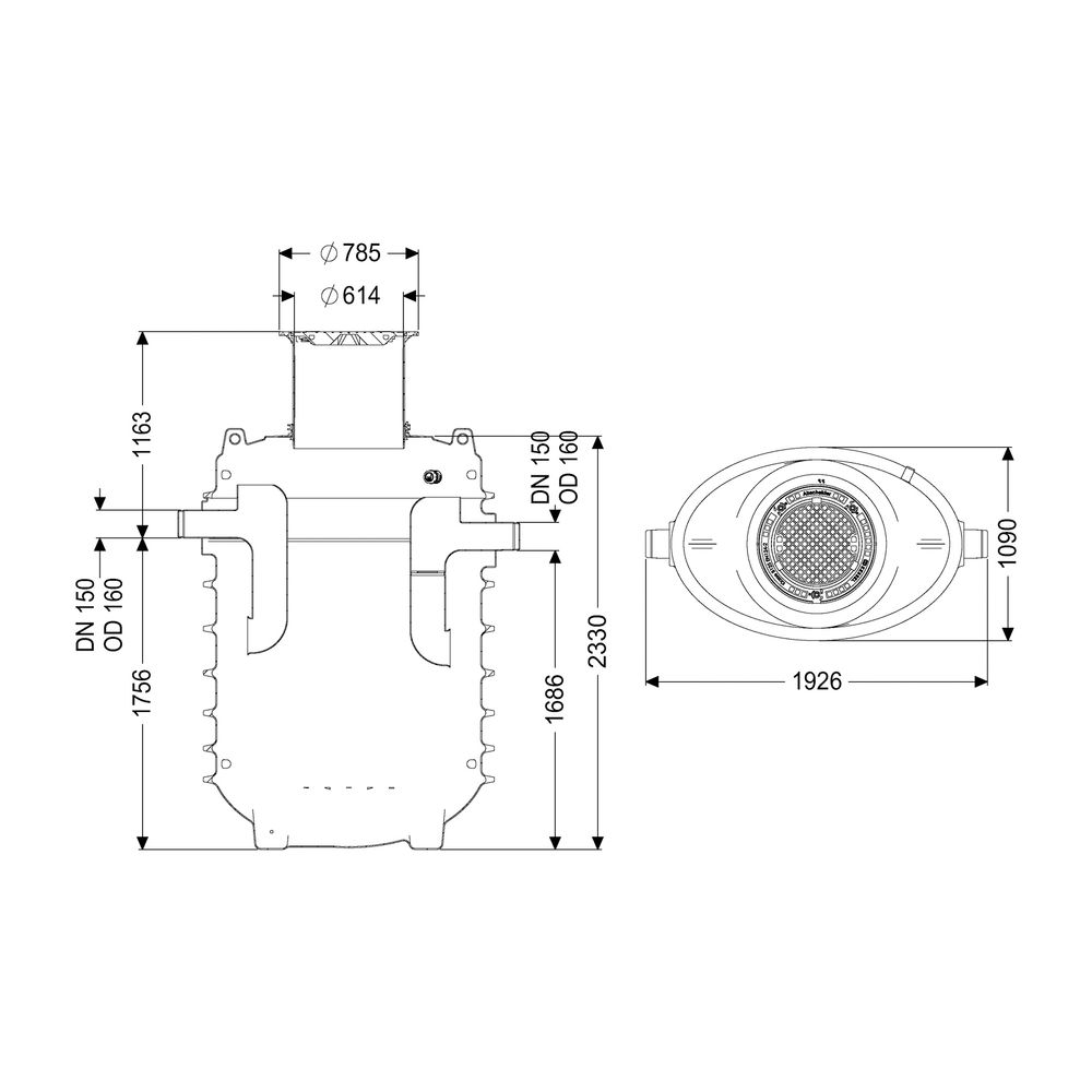 Kessel Fettabscheider EasyClean ground NS 8,5 Standard, 665-1.165mm, Klasse A/B... KESSEL-95085-120B 4026092100356 (Abb. 2)