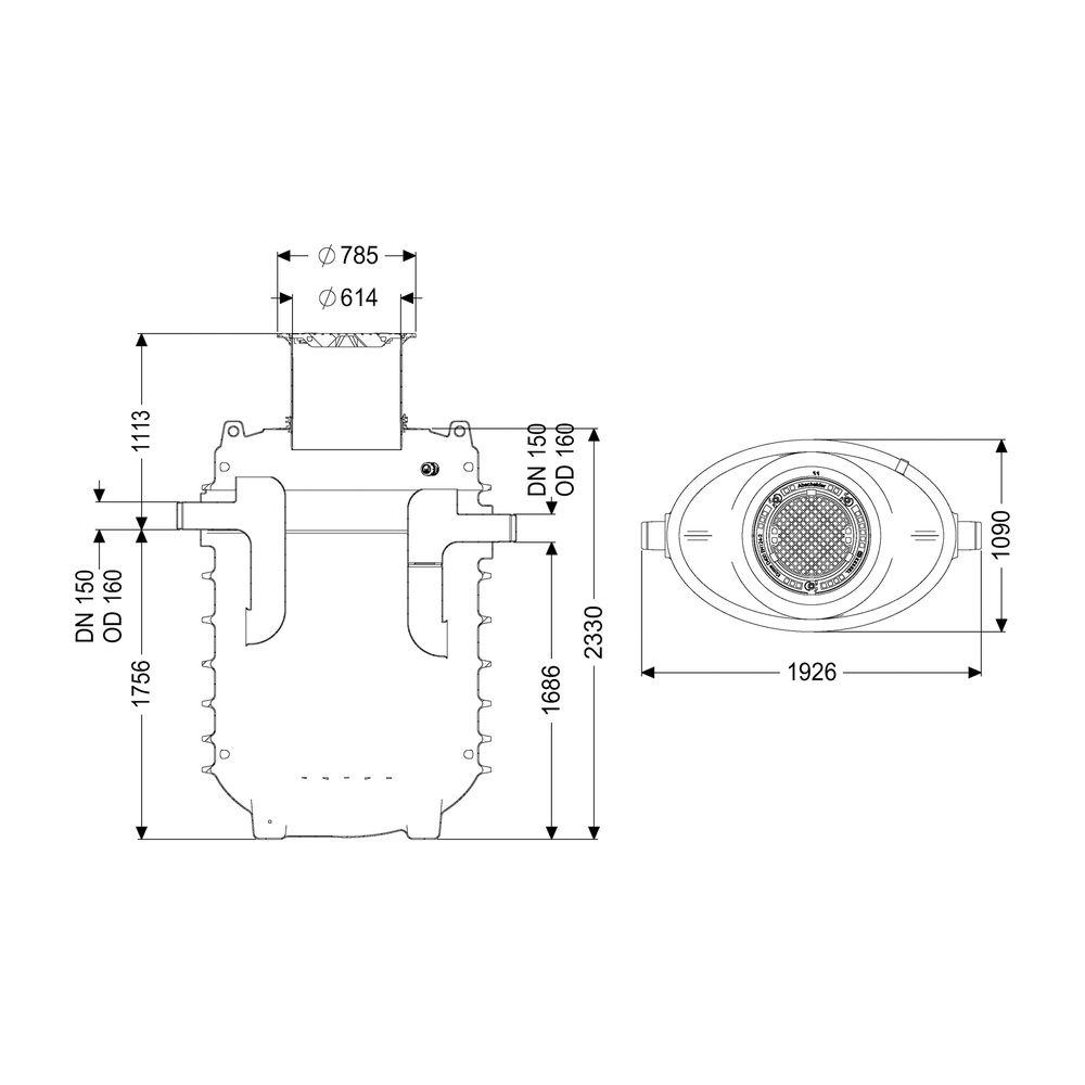 Kessel Fettabscheider EasyClean ground NS 8,5 Standard, 875-1.165mm, Klasse D... KESSEL-95085-120D 4026092100431 (Abb. 2)