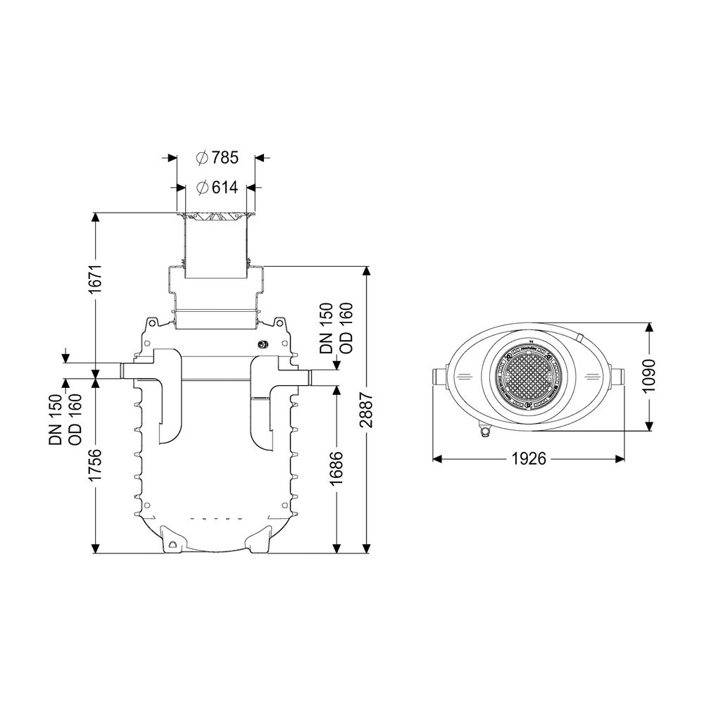Kessel Fettabscheider EasyClean ground NS 8,5 Direct, 1.165-1.715mm, Klasse D, re... KESSEL-95085-170D-DR 4026092100912 (Abb. 2)