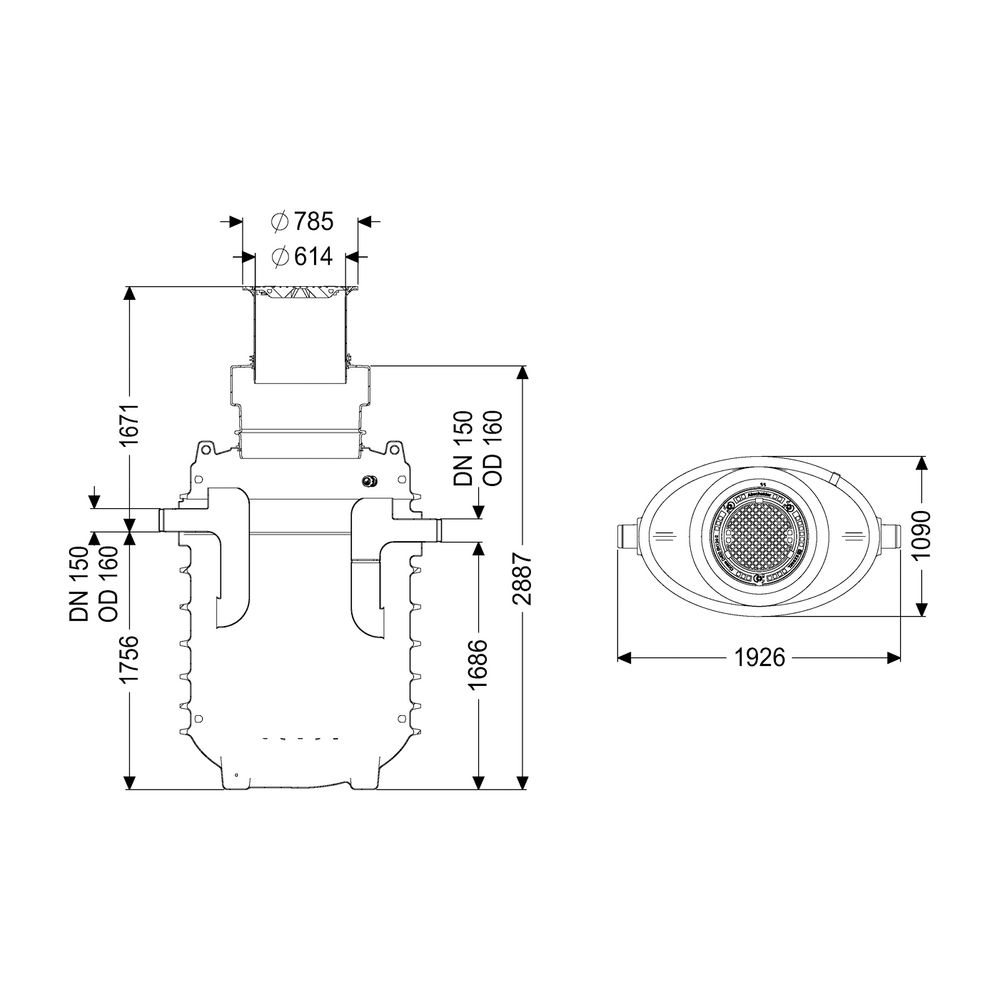 Kessel Fettabscheider EasyClean ground NS 8,5 Standard, 1.165-1.715mm, Klasse D... KESSEL-95085-170D 4026092100592 (Abb. 2)