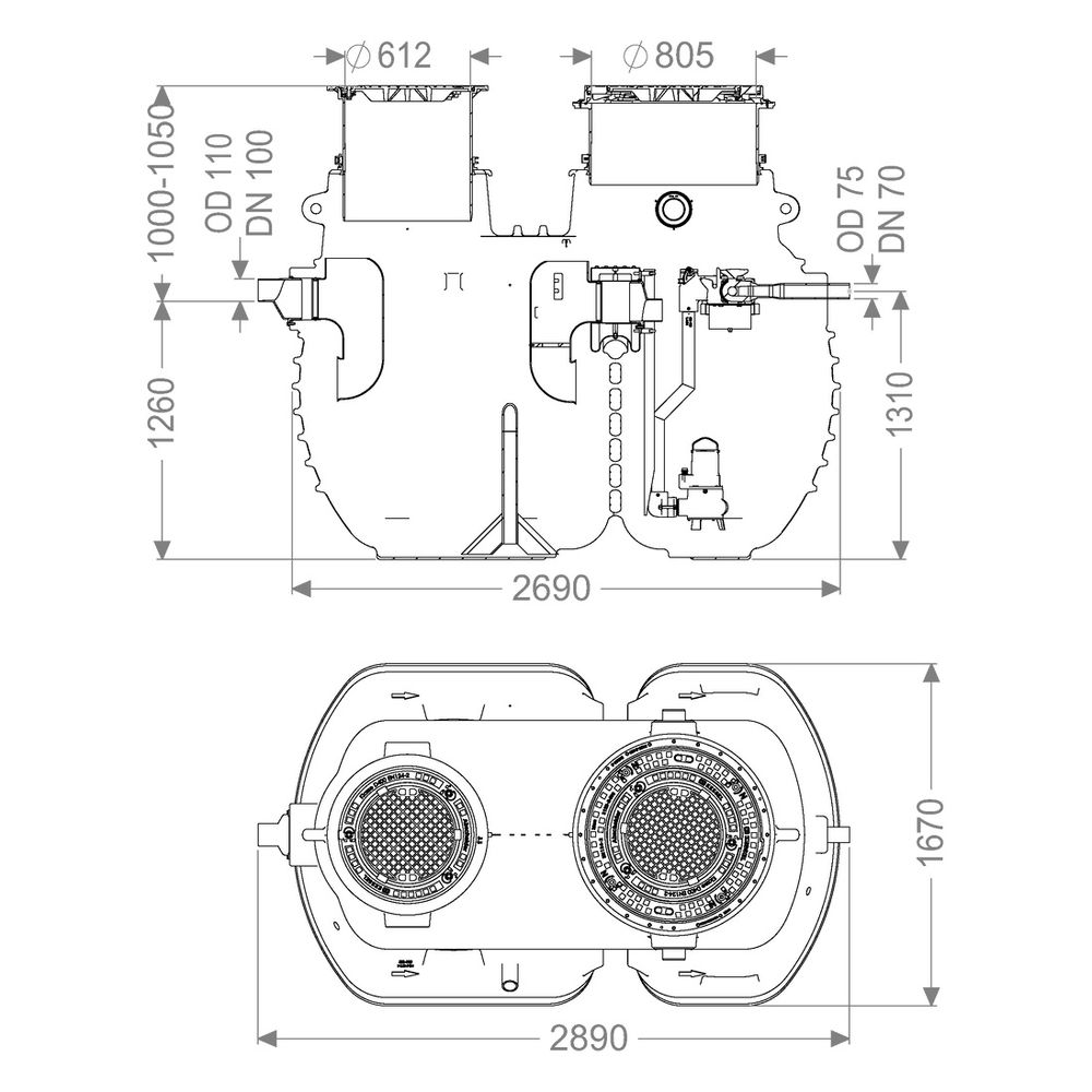 Kessel Fettabscheider EasyClean ground Direct-R, NS 4, 830-1.050mm, D 400, Kunsts... KESSEL-96004-DR-120D 4026092109861 (Abb. 2)
