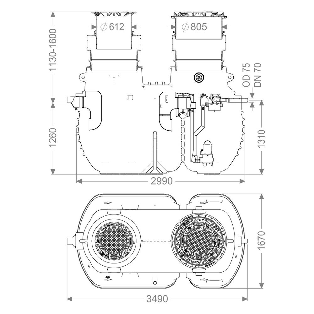 Kessel Fettabscheider EasyClean ground Multi Direct-R, NS 4, 1.130-1.600mm, PE, S... KESSEL-96004-DR-170B 4026092109830 (Abb. 2)
