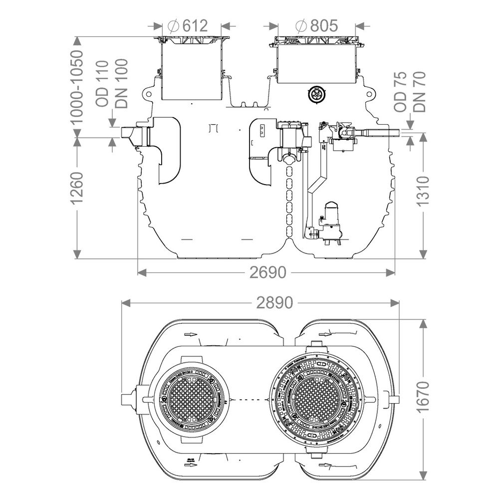 Kessel Fettabscheider EasyClean ground Multi NS 4, 830-1.050mm, Kunststoff, Schwar... KESSEL-96004-G-120D 4026092109748 (Abb. 2)