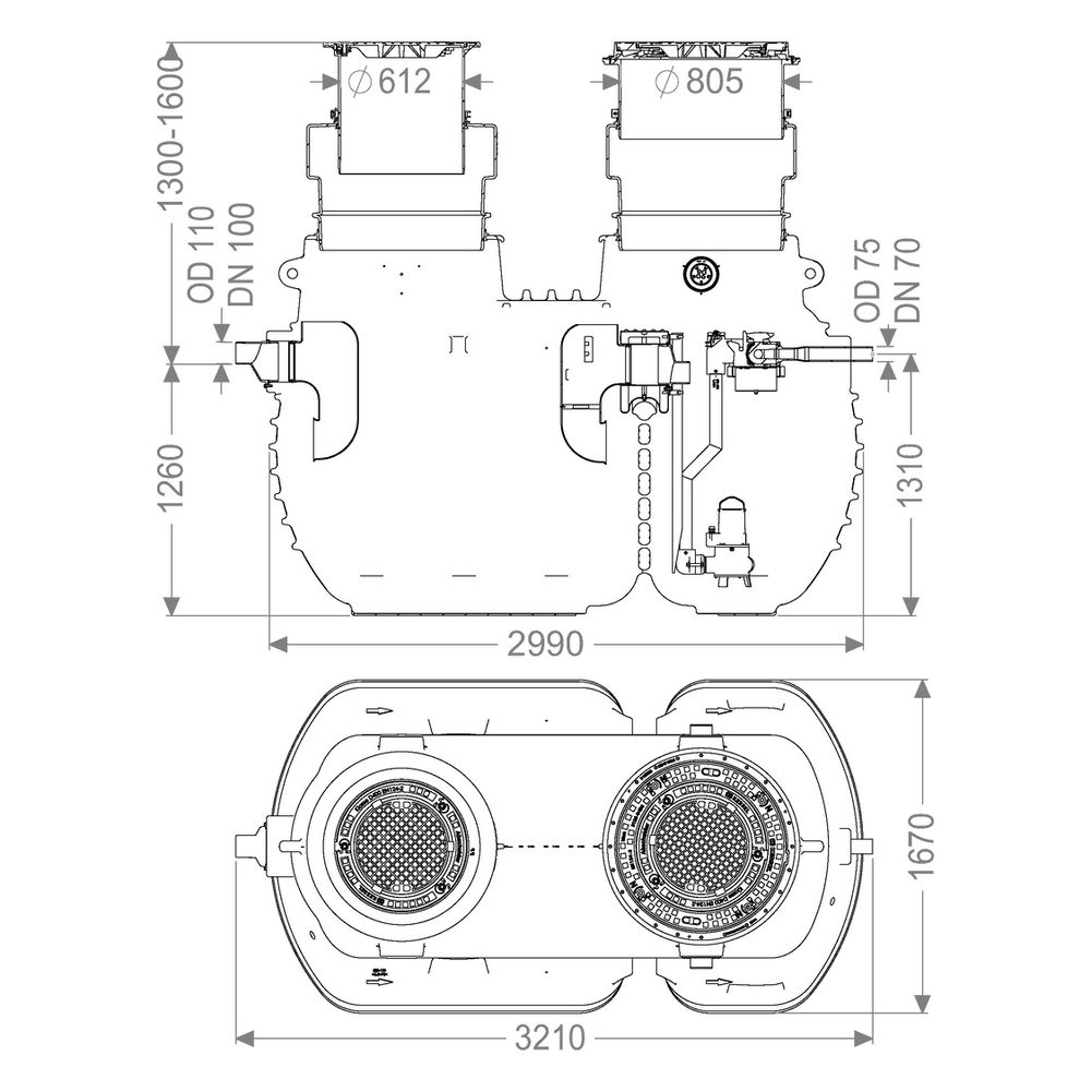 Kessel Fettabscheider EasyClean ground Multi NS 4, 1.130-1.600mm, Kunststoff, Schw... KESSEL-96004-G-170D 4026092109779 (Abb. 2)