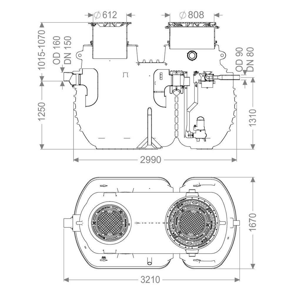 Kessel Fettabscheider EasyClean ground Multi Direct-R, NS 7, 845-1.070mm, PE, Sch... KESSEL-96007-DR-120D 4026092109878 (Abb. 2)
