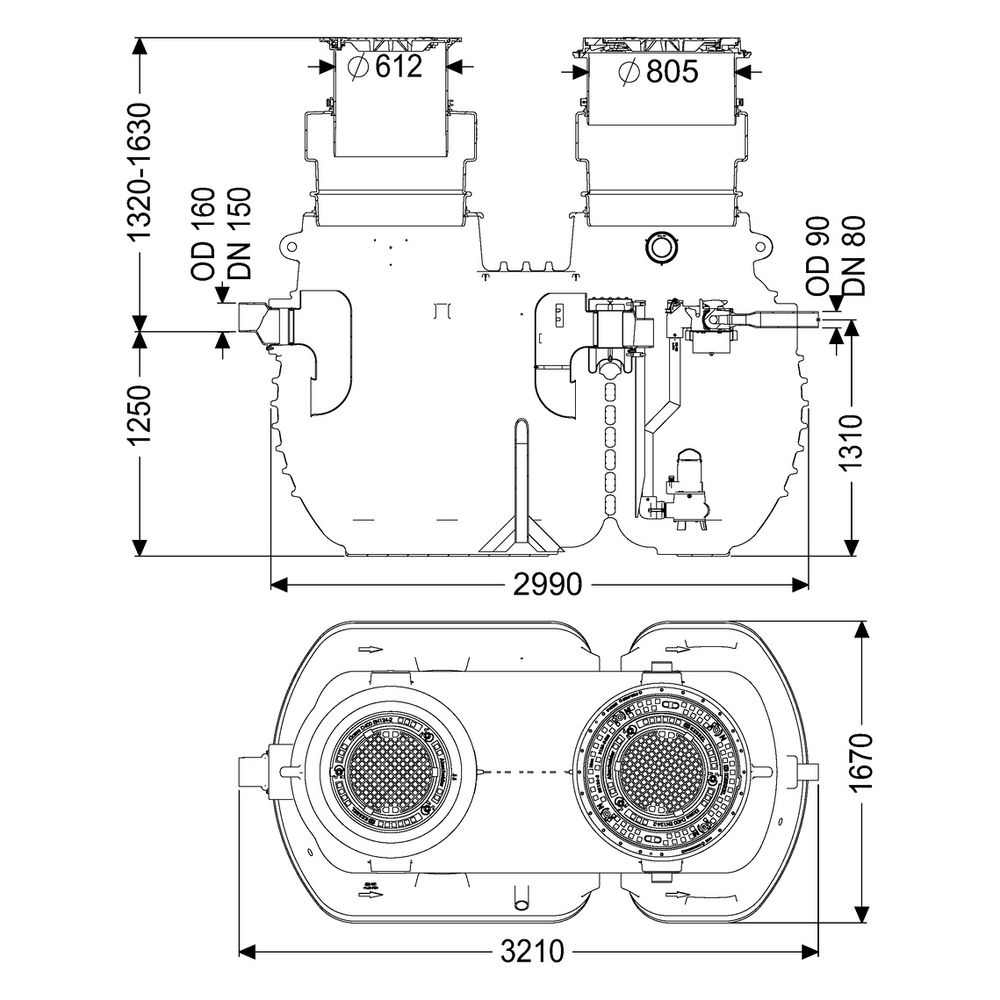 Kessel Fettabscheider EasyClean ground Multi Direct-R, NS 7, 1.150-1.630mm, D 400... KESSEL-96007-DR-170D 4026092109908 (Abb. 2)