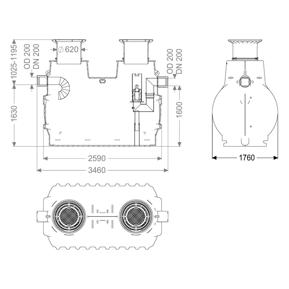 Kessel Öl- und Benzinabscheider EasyOil ground NS 6, 5.800L, Belastungsklasse D, PE, ... KESSEL-99606.80D 4026092027783 (Abb. 2)