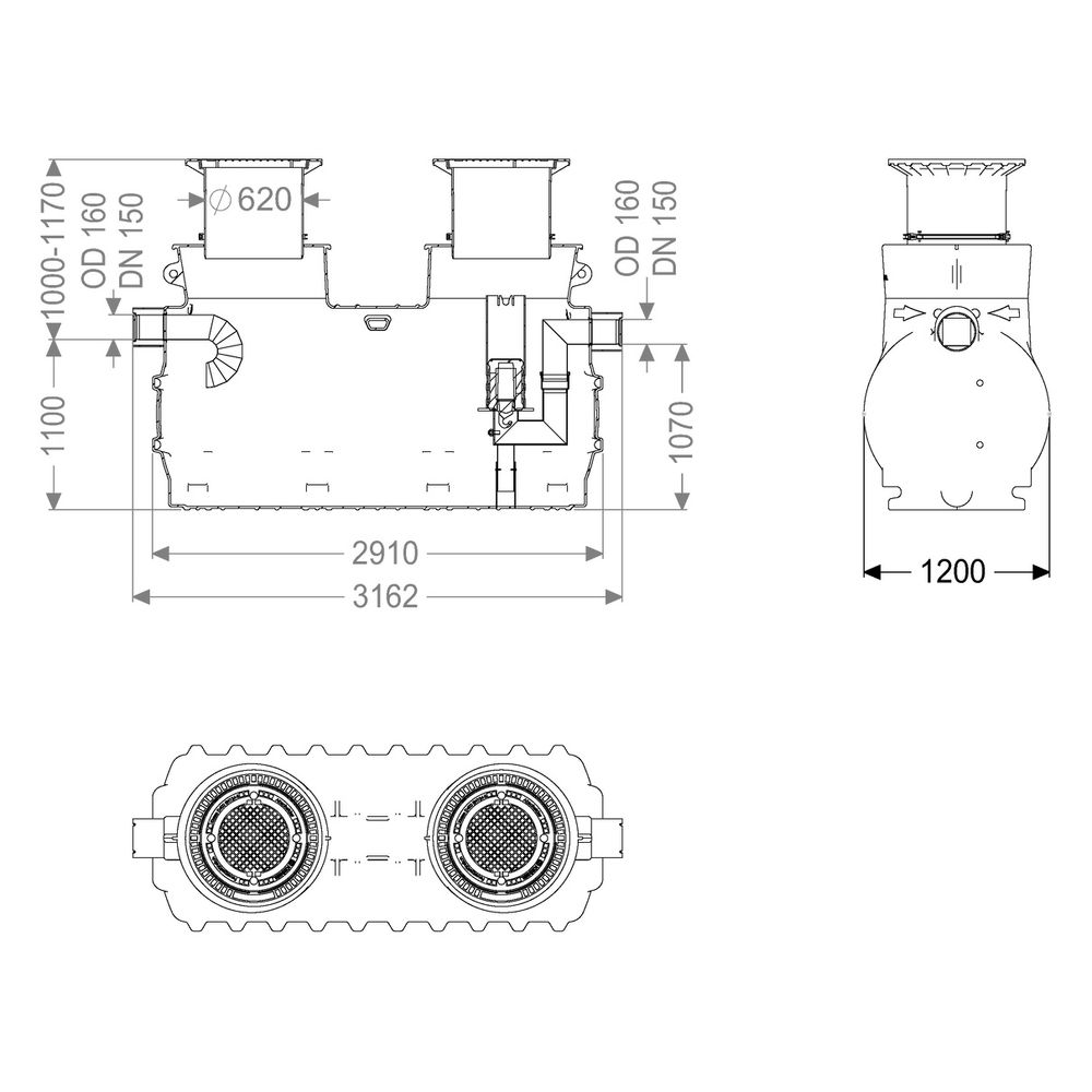 Kessel Öl- und Benzinabscheider EasyOil ground NS 10, 2.600L, Belastungsklasse D, PE,... KESSEL-99610.15D 4026092027806 (Abb. 2)