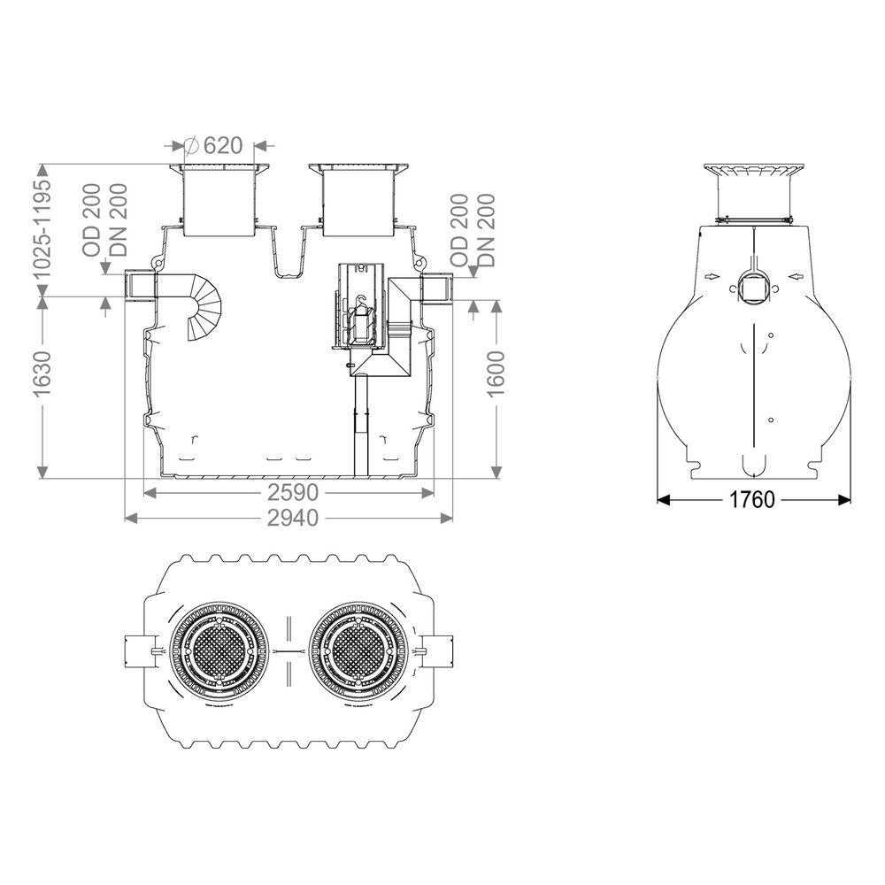 Kessel Koaleszenzabscheider EasyOil ground, NS 10, 4.300L, Belastungsklasse D 400, PE... KESSEL-99710.30D 4026092027707 (Abb. 2)