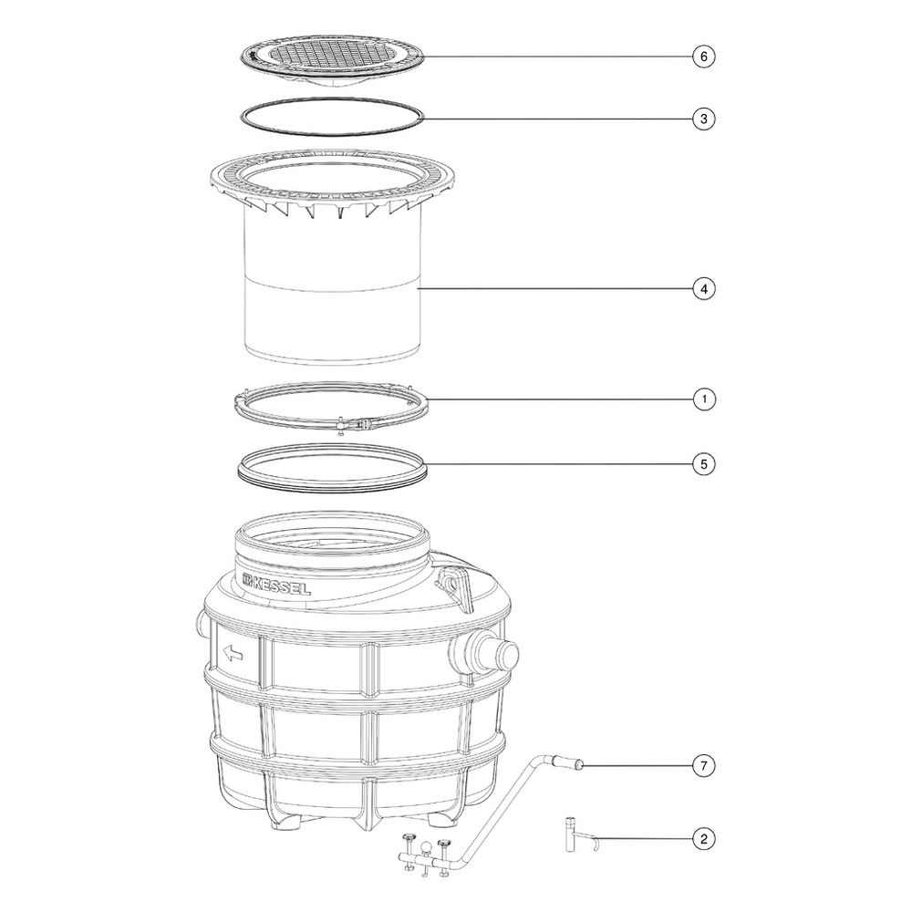 Kessel Fettabscheider EasyClean ground NS 1 Standard, 550-950mm, Klasse D... KESSEL-93001/80D 4026092025369 (Abb. 2)