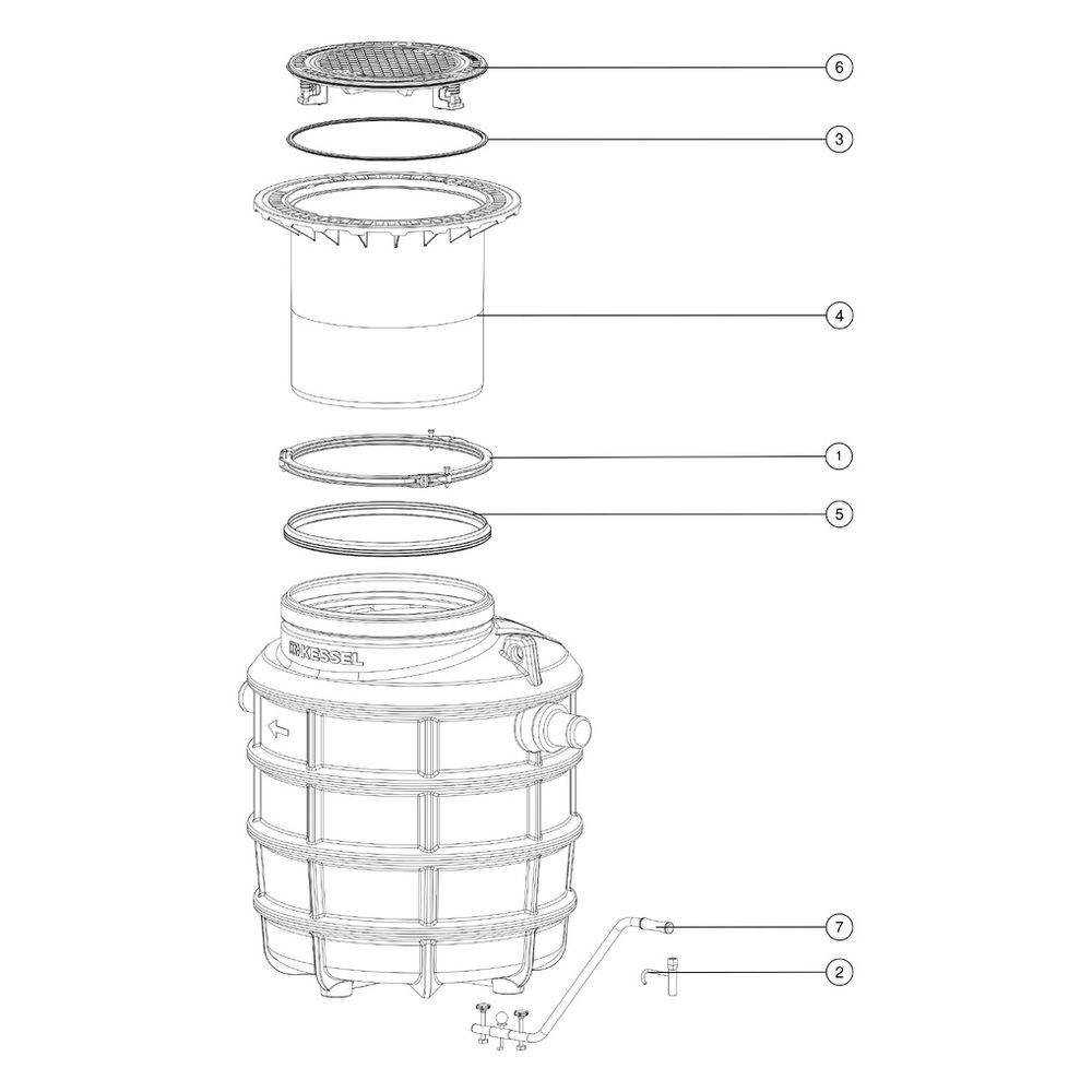 Kessel Fettabscheider EasyClean ground NS 2 Standard, 550-950mm, Klasse D... KESSEL-93002/80D 4026092025482 (Abb. 2)
