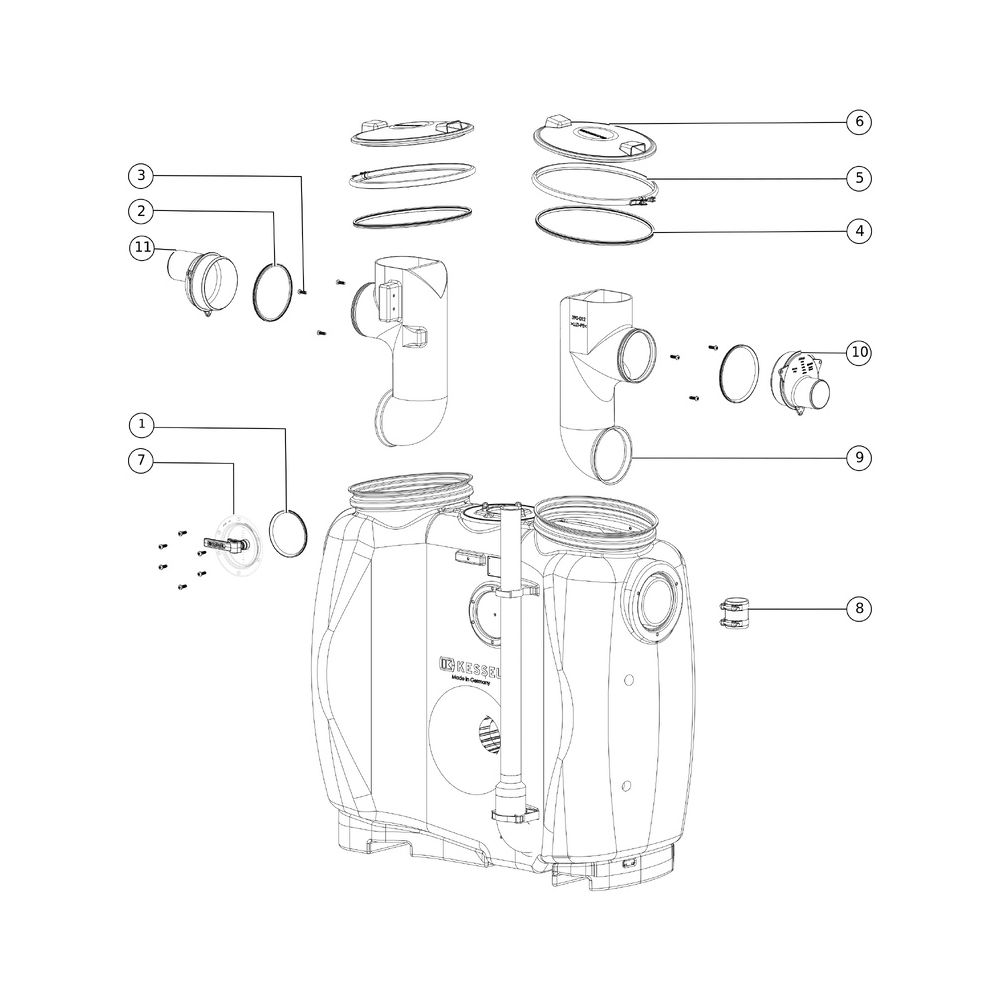 Kessel Fettabscheider EasyClean free NS 3 Direct, 300L, mit Schauglas Sonic Control ... KESSEL-93003.22/D 4026092063637 (Abb. 2)