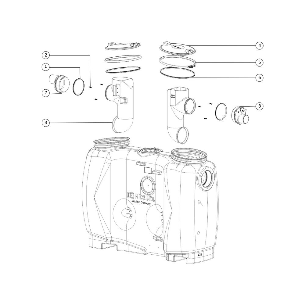 Kessel Fettabscheider EasyClean free NS 4 Standard, 800L, mit Sonic Control Gesamtvolu... KESSEL-93004.02 4026092061473 (Abb. 2)