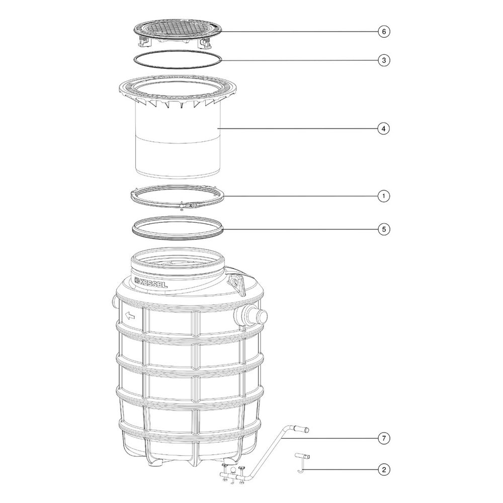 Kessel Fettabscheider EasyClean ground NS 4 Standard, 550-950mm, Klasse D... KESSEL-93004/80D 4026092025604 (Abb. 2)
